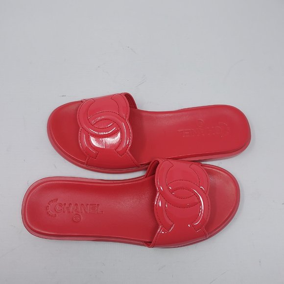 Chanel Cambon Mules RED CC Flat Slip on Sandals - Picture 9 of 9